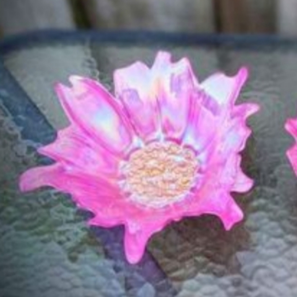 One Pink Opalescent Glass Bowls